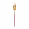 Set di stoviglie Set di posate in oro rosa Stoviglie in acciaio inossidabile Opaco 16 pezzi Cucchiaio Forchetta Coltello Cena Posate da cucina complete