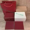 Move2020 Whole 202122 Lux Ury Watch Boxes Square Red Box for Watches Booklet Card Tags and Papers in English 058244i