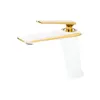 Rubinetti per lavabo da bagno Rubinetto per lavabo in ottone bianco e oro Rubinetto per acqua fredda monocomando montato sul ponte