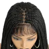 Perruques en dentelle chaude Ombre couleur 30 pouces tressé avant synthétique pour les femmes noires tresses Cornrow avec boîte de cheveux de bébé tresse 221216