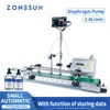ZONESUN Tabletop Automatische Flüssigkeitsfüllmaschine mit niedriger Viskosität, Saft- und Wasserflaschenfüller mit Förderband