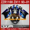 Bodys Kit för Kawasaki Ninja ZX-11 R ZZR1100 ZX-11R ZZR 1100 CC ZX11 ZX 11 R 11R GLOSS VIT 165NO.53 ZX11R 93 94 95 96 01 ZZR-1100 1997 1998 1999 2000 2001 OEM FULL FAIRING