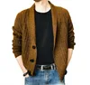 Fall New Men's Sweaters Cotton Knitted Jacket/Pure Color Single-breasted Lapel Casual Male Sweater Jacket mens clothing