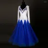 Bühnenkleidung 2023 Standard Ballsaal Tanzwettbewerb Kleid Weiß Blau Kostüme für Frauen Sänger Jazz/Walzer/Tango Kleider