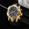 2021 New Luxury Mens Sports Watch 광대 시리즈 Golden Quartz Men Watches 달력 실리콘 스트랩 손목 Watch257y