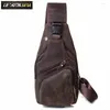 Сумки для талии мужчины оригинальные сумасшедшие кожа Casual Triangle Crossbody Sling Sling Bag Design Путешествие на одно плечо однополовое мужчина 8015