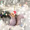 Decorative Figurines Simulation Wild Animal Model Toy Mini Squirrel Hedgehog Hanging Figures Dolls Miniatures Christmas Tree Pendant