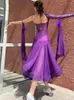 Stage Wear Purple Ballroom Dance Dress Women Lace Sexy Tango Waltz Performance Costume Latin Competition BL9138