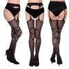 Women Socks 2023 Girls Female Sexy Lace Stockings Tights Sets Lingerie Erotic Hollow Out Fishnet Crotchless Garter Belt Long