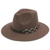 Chapéus de fedora clássicos para homens Mulheres largura Panamá boné com o cinto de couro de O Rings