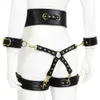 Thierry SM restrições Toys PU Bondage Conjunto incluem algemas de cintura algemas de cintura Legcuffs Cruz Buckle Games Adult Games para mulheres