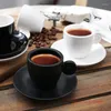 Bardak Saucers 2023 Profesyonel 90ml Mini İtalyan Siyah Kahve Kupası ve Set Seti Demitasse Kalın Yalıtımlı Espresso S Saf Beyaz Küçük Kupa