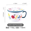 Dijkartikelen Sets Underglaz Porselein 1100 ml handvat met deksel Instant Noodle Cup Huishouden Creative Japanese en Koreaanse stijl Bowl