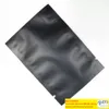 Matte Black Metallic Mylar Foil Open Top Heat Sealing Food Storage Bag for Coffee Powder Rice Beans Packaging Sample Bags 7 Sizes Available