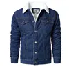 QNPQYX NEW MEN LIGHT BLUE DENIMジャケットスリムカジュアルデニムコート新しい雄の高品質の綿濃い冬のジャンジャケットウォームコート