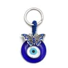 Portachiavi Blue Evil Eye Portachiavi in vetro Gufo Tartaruga Farfalla Ciondolo Hamsa Portachiavi per auto