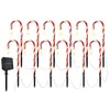 Solar Power Light Christmas Candy Cane Outdoor LED Garden Ground Plug Crutch Lights Year Decor Atmosphere