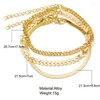 Anklets letapi 3 st/ställ in guldfärg ormkedja för kvinnor strand fot smycken ben anklet armband tillbehör