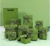 Takı Meyve Yeşil Şerit Kutular Kare Karton Hediyesi Küçük Kolye Yüzük Krakf Kutusu Sünger Yastığı ile Takı Seti İçin Kraft Kutusu