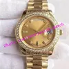 Factory s Luxusuhr 3 Style 18K MASSIVES GELBGOLD DIAMANT-LÜNETTE ZIFFERBLATT 41MM Herrenuhr Automatik Mode Herrenuhren W303D