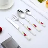 Dinnerware Sets Luxury Tableware Set Stainless Steel Cutlery Ceramic Handle Knife Fork Spoon Dessert Vintage Pattern