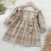 Girl Dresses Infant Girls Dress 2023 Autumn Winter Long Sleeve Casual Princess Plaid Party Ruffles Baby Children Clothing 3M-3 Years