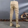 Męskie dżinsy streetwear mody masy multi kieszenie elastyczne swobodne spodnie ładunków hombre hip hop joggers kombinezonki wojskowe