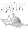 문자열 3.5m 110V 220V 스타 커튼 스트링 라이트 138 LED 요정 조명 8 라마단 파티 침실 웨딩 크리스마스 장식을위한 조명 모드