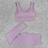 Aktywne zestawy 2PCS bezproblemowy zestaw jogi damskiej szybkie suszone gwintowane bieliznę legginsy fitness Top Sport Kamizel Bra Hip Podniesione spodnie