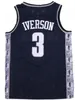 Özel NCAA Forma Mens Georgetown Hoyas Iverson College Jersey 3ai Üniversitesi Basketbol Boyut S-2XL Quick Del