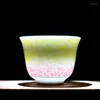 Cups Saucers 80ml Color Enamel Teacup Handmade Ceramic Small Tea Bowl Chinese Teaware Drinkware Craft Home Decor Accessories