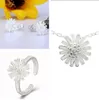 Fashion Sun Flower Small Daisy Jewelry Set Armband örhängen Halsband Ring 925 Silverplätering