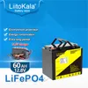 LiitoKala 12V 60Ah 50Ah LiFePo4 Batterie Lithium Fer Phosphate 12.8V LiFePo4 Batteries Rechargeables pour Scooter Enfant Bateau Moteur avec chargeur 14.6V Grade A