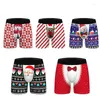 Underpants Brand Men Christmas Underwear Boxer Men's 3D Snowman Printed Panties Shorts U Convex Pouch For Gay