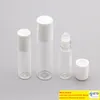 5 10 ML Rollon Glass Bottle Transparent Refillable Essential Oil Perfume Glass Roller Ball Roll On Bottle White Lid Travel Portable