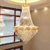 Lampade a sospensione Lampadario di cristallo Modern Big Gold Luxury Apparecchi di illuminazione a LED per soggiorno