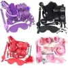 10 pièces/ensemble Sexy Lingerie PU cuir bdsm Bondage ensemble menottes Footcuff fouet corde bandeau jouets érotiques pour les Couples