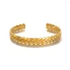 Bangle 2023 Fashion Simple Wheat For Women Stainless Steel 18K Gold Plated Opening Adjustable C Shape Jewelry Gift