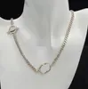 Män kvinnor klassisk silver dubbel bokstav hänge halsband lång metallkedja hiphop halsband bijoux med låda