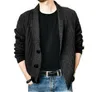 Fall New Men's Sweaters Cotton Knitted Jacket/Pure Color Single-breasted Lapel Casual Male Sweater Jacket mens clothing