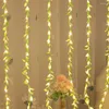 Strings 6x1m 400 LED Green Leaf String Lights Artificial Vine Fairy Kerstmis Fake Plant Rattan Garland Light voor wiet naar huis