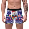 Underpants Brand Men Christmas Underwear Boxer Men's 3D Snowman Printed Panties Shorts U Convex Pouch For Gay