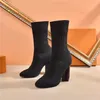 Luxus-Designer-Kn￶chel Sockenstiefel Mesh Akzent Stretch Stoff Silhouette High Heels Frauen W￼ste Klassiker Winter Damen Martin Sneakers Gr￶￟e 35-42