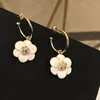 Flower Earrings Studs Women Fashion Simple Designer 18K Gold Plated Pendant Ear Charm Street Party Jewelry Lucky 925 Silver Needle Gifts for Lady