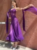 Stage Wear Purple Ballroom Dance Dress Women Lace Sexy Tango Waltz Performance Costume Latin Competition BL9138