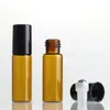 5ml Amber Parfüm Cam Rulo Metal Toplu Şişe Üzerinde Kahverengi Boş Rulo Cam Şişeler Uçucu Yağ İçin