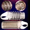 Extensions Transparent male sperm fixation penis prepuce blocking ring double locking sheath enlarged lengthening wolf tooth UV07