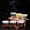 Cups Saucers 80ml Color Enamel Teacup Handmade Ceramic Small Tea Bowl Chinese Teaware Drinkware Craft Home Decor Accessories