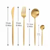 Set di posate 4 pezzi Oro opaco/lucido Set di posate Stoviglie in acciaio inossidabile Coltelli Forchette Cucchiai Cena Stoviglie da cucina