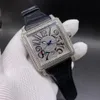 Orologio da uomo in platino con diamanti intarsiati di lusso con stella del cielo FM 45mm Quadrante con numeri arabi quadrati Orologio da uomo con cintura nera2911